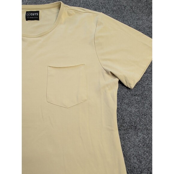 Cuts Clothing Mens Medium Yellow Elongated Hem Henley 4-Way Stretch T-Shirt - Picture 3 of 9